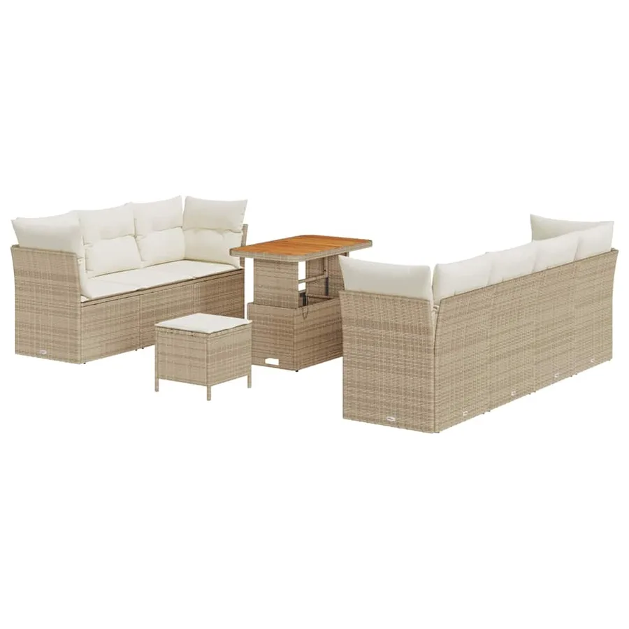 Ensemble de canapé de jardin avec coussin 10 pcs beige et crème - 2