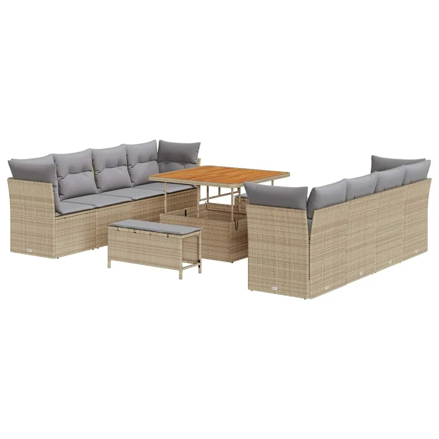 Ensemble de canapé de jardin 11 pcs beige et gris clair - 2