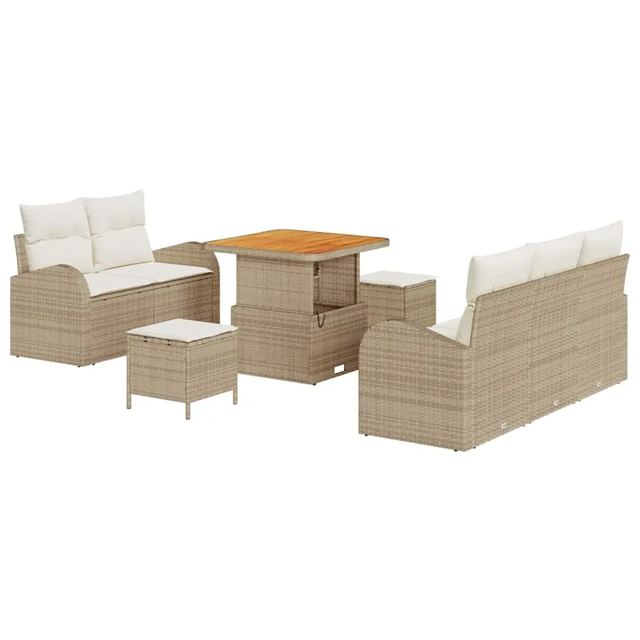 Ensemble de canapé de jardin avec coussin 8 pcs Beige et crème - 2