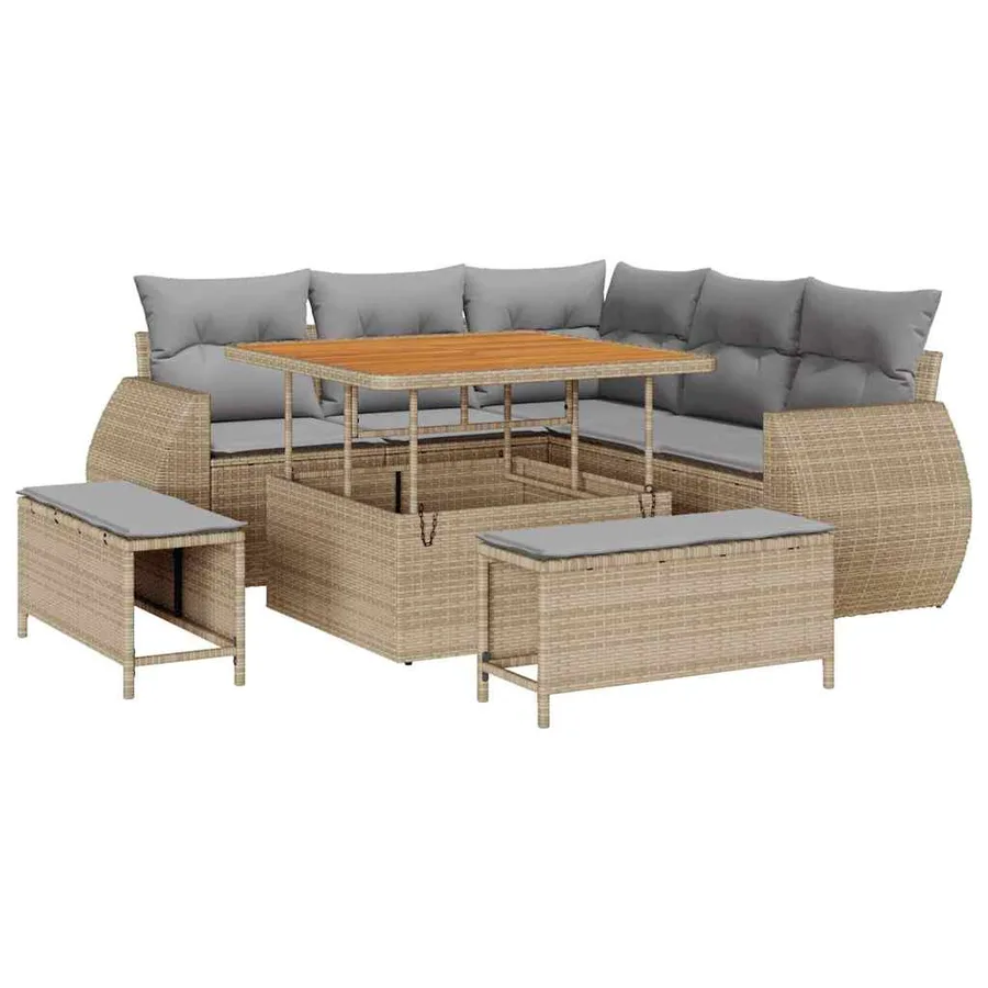 Ensemble de canapé de jardin 8 pcs beige et gris clair - 2