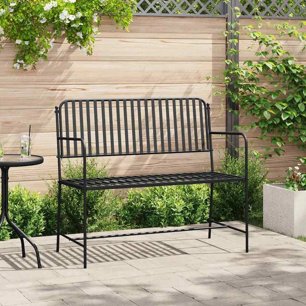 Banc de jardin Noir 103,5 x 51,5 x 90 cm Acier
