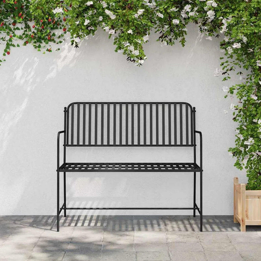 Banc de jardin Noir 103,5 x 51,5 x 90 cm Acier - 3