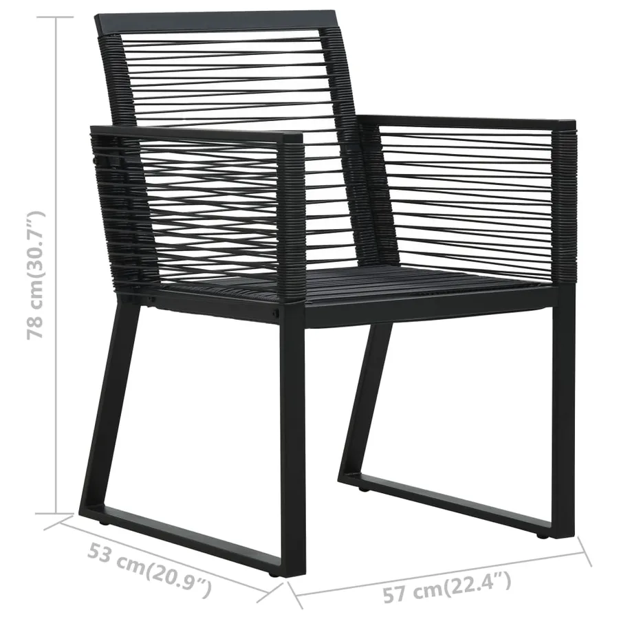 Ensemble à manger d'extérieur 3 pcs Rotin PVC Noir - 15