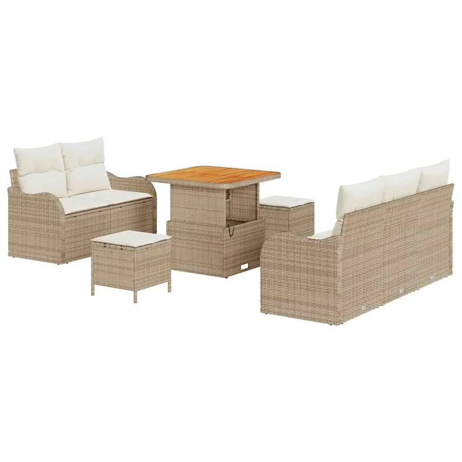 Ensemble de canapé de jardin avec coussin 8 pcs Beige et crème - 2