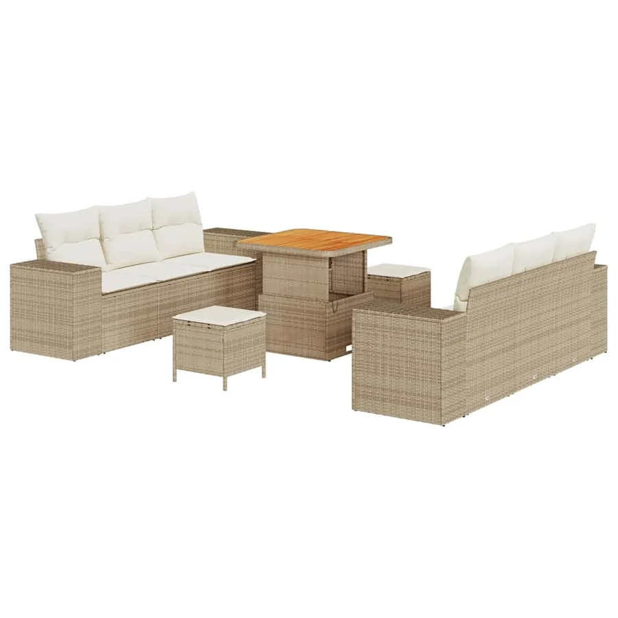 Ensemble de canapé de jardin Beige et crème 221 x 204 x 85 cm - 2