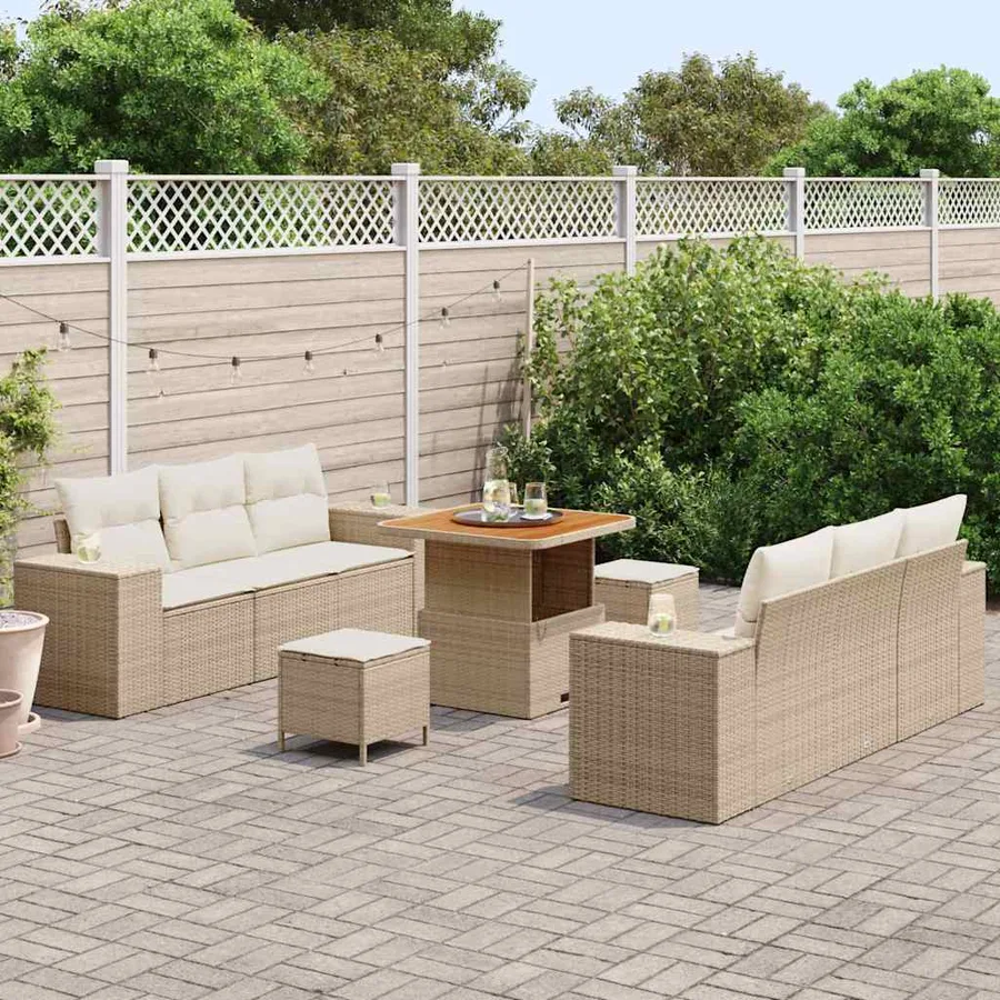 Ensemble de canapé de jardin Beige et crème 221 x 204 x 85 cm - 3