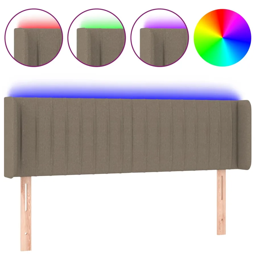 Tête de lit à LED Taupe 147x16x78/88 cm Tissu - 2