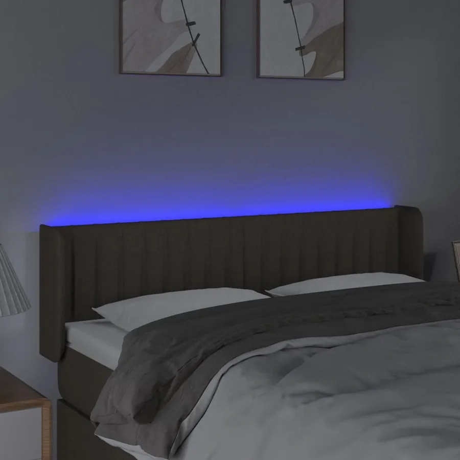 Tête de lit à LED Taupe 147x16x78/88 cm Tissu - 4