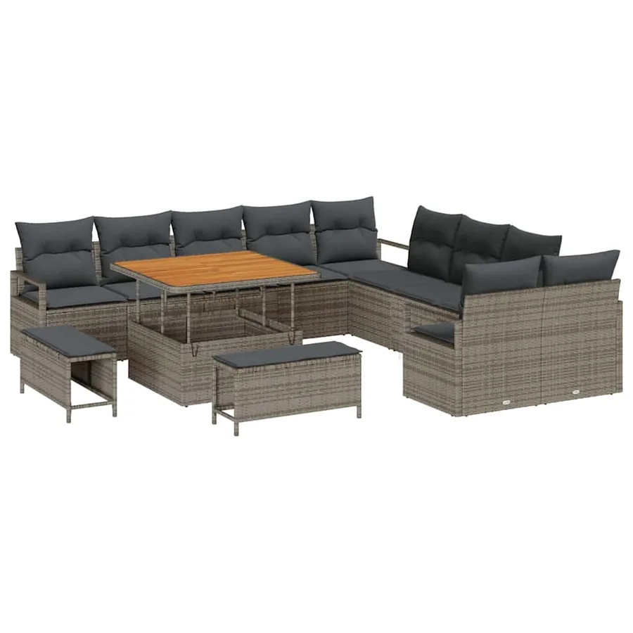 Ensemble de canapé de jardin avec coussin 13 pcs Gris - 2