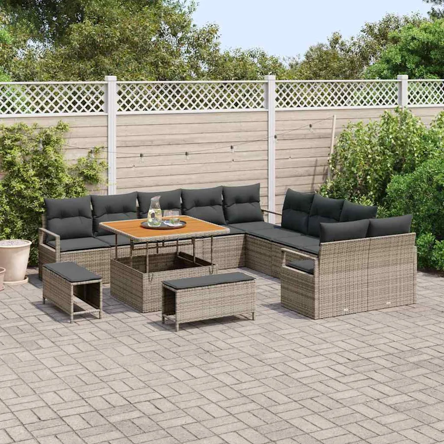 Ensemble de canapé de jardin avec coussin 13 pcs Gris - 3
