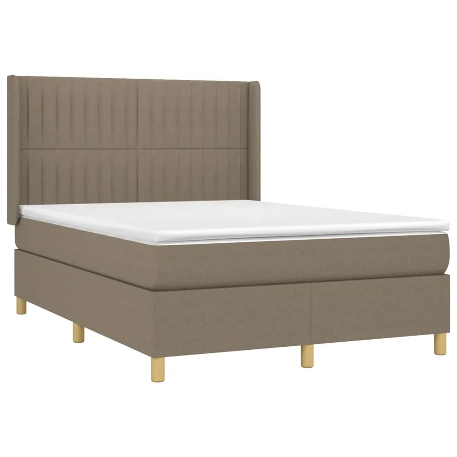 Sommier à lattes de lit matelas et LED Taupe 140x200 cm Tissu - 4