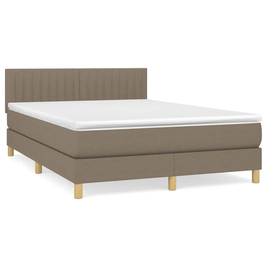 Sommier à lattes de lit avec matelas Taupe 140x190 cm Tissu - 2