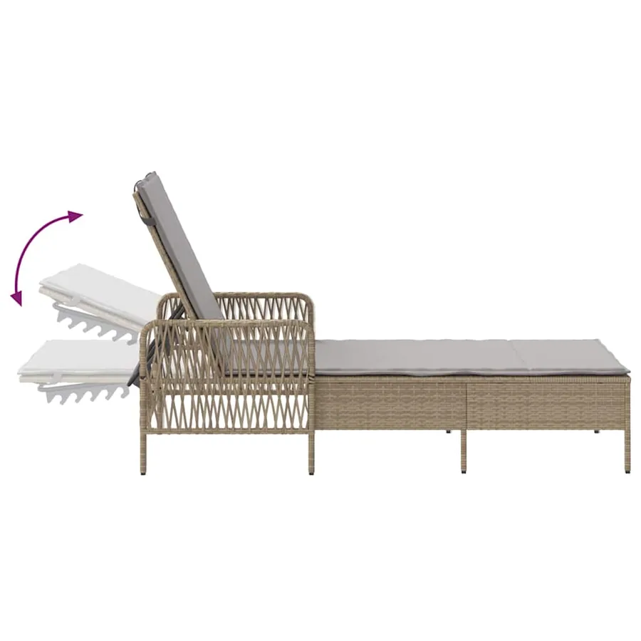 Transat Beige et Gris clair 200 x 55 x 92 cm polyrotin - 11