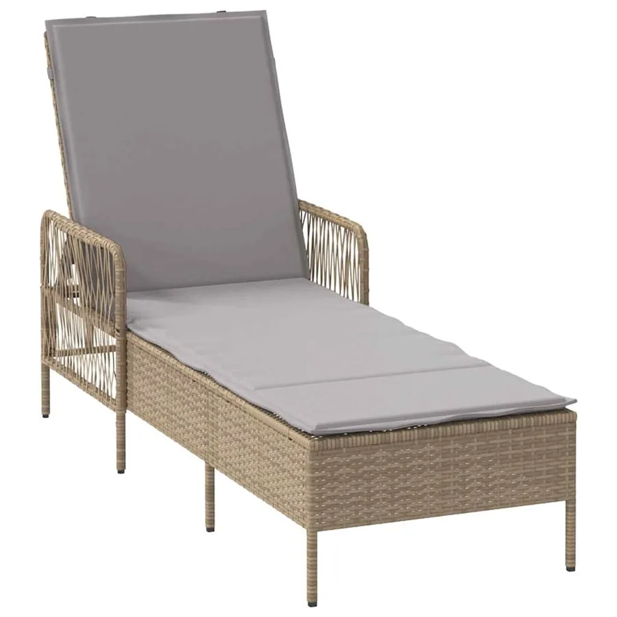 Transat Beige et Gris clair 200 x 55 x 92 cm polyrotin - 2