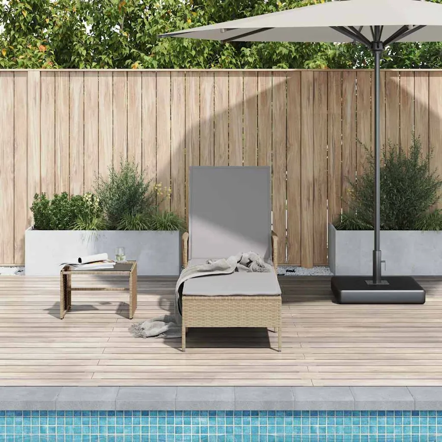 Transat Beige et Gris clair 200 x 55 x 92 cm polyrotin - 3