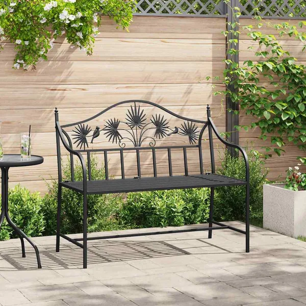 Banc de jardin Noir 104 x 52,5 x 89 cm Acier