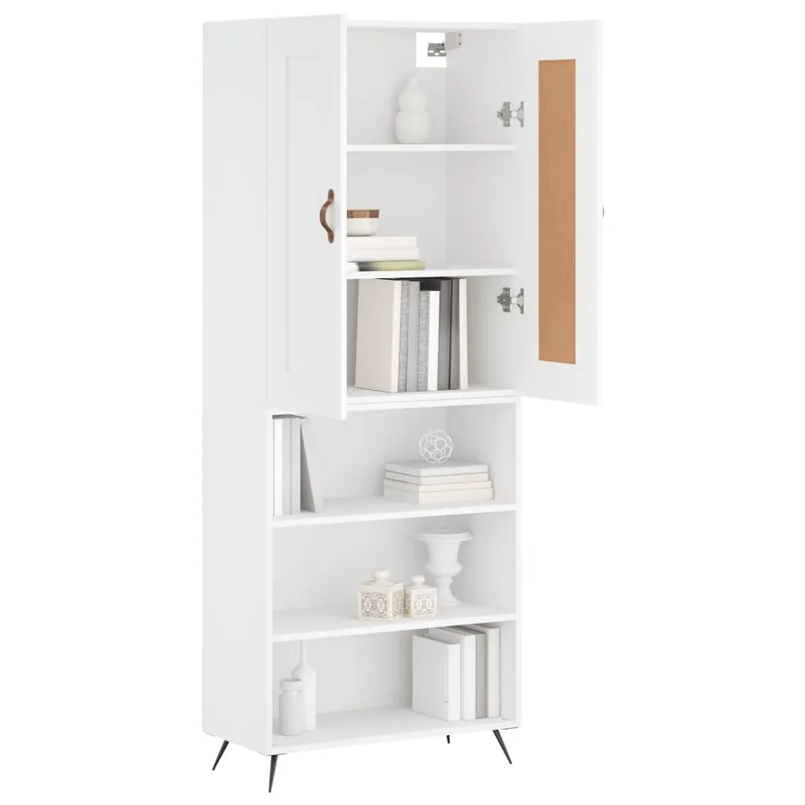 Buffet haut Blanc 69,5x34x180 cm Bois d'ingénierie - 11