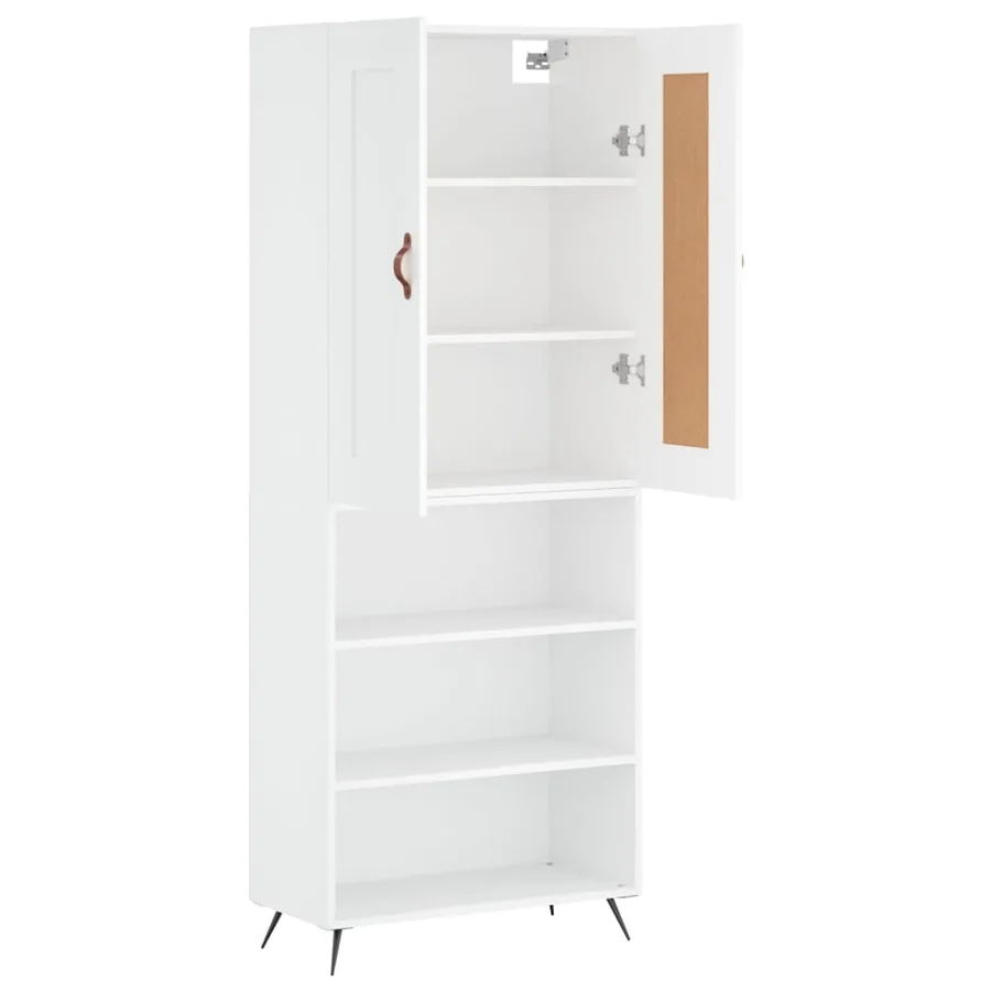 Buffet haut Blanc 69,5x34x180 cm Bois d'ingénierie - 3