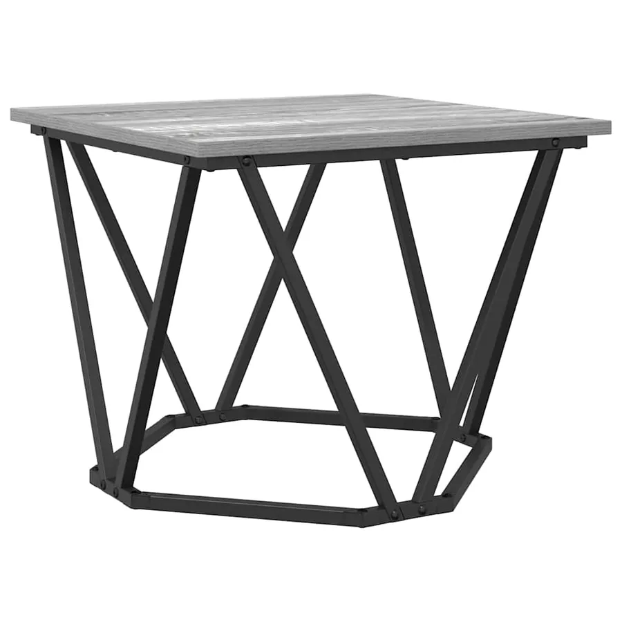 Table basse 3 pcs Gris Sonoma Bois d'ingénierie et acier - 2