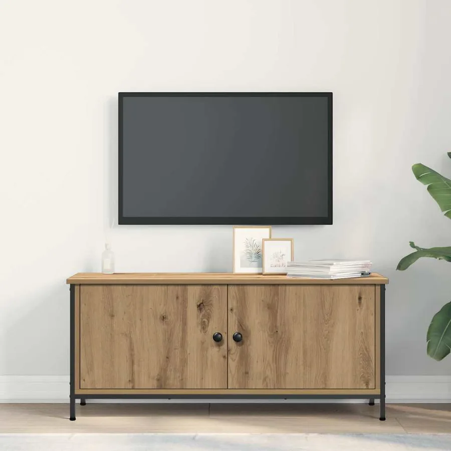 Meuble TV Chêne artisanal 100 x 35 x 45 cm Bois d'ingénierie - 4