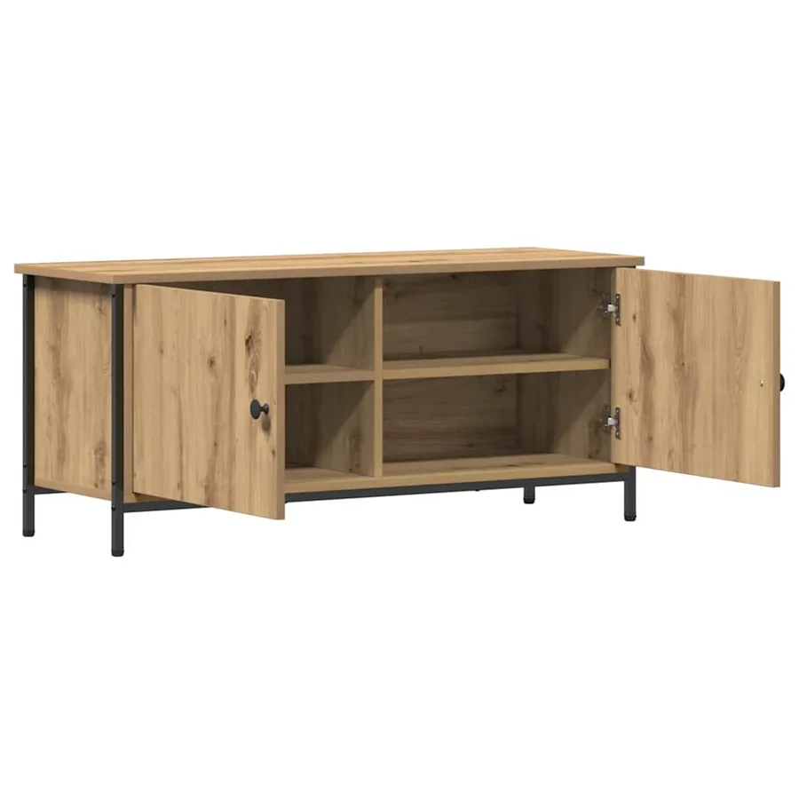 Meuble TV Chêne artisanal 100 x 35 x 45 cm Bois d'ingénierie - 5