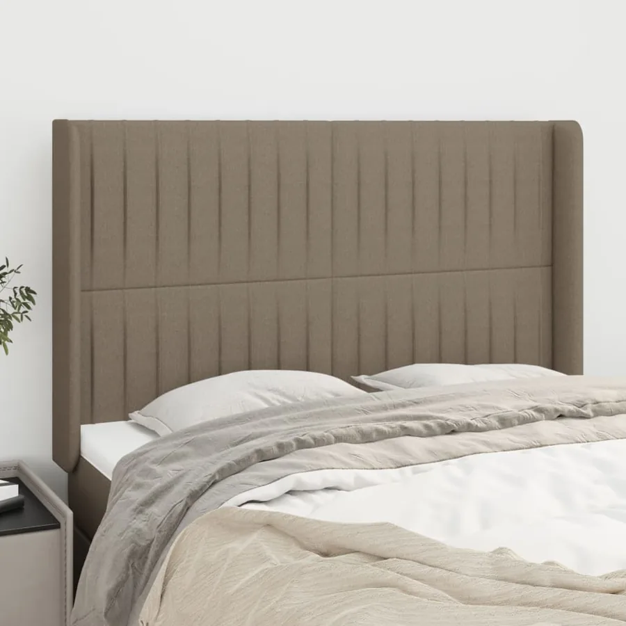 Tête de lit avec oreilles Taupe 147x16x118/128 cm Tissu