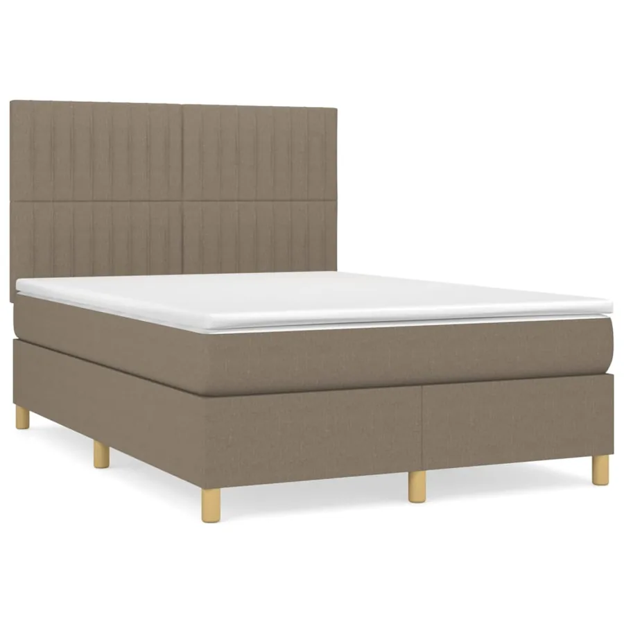 Sommier à lattes de lit avec matelas Taupe 140x190 cm Tissu - 2