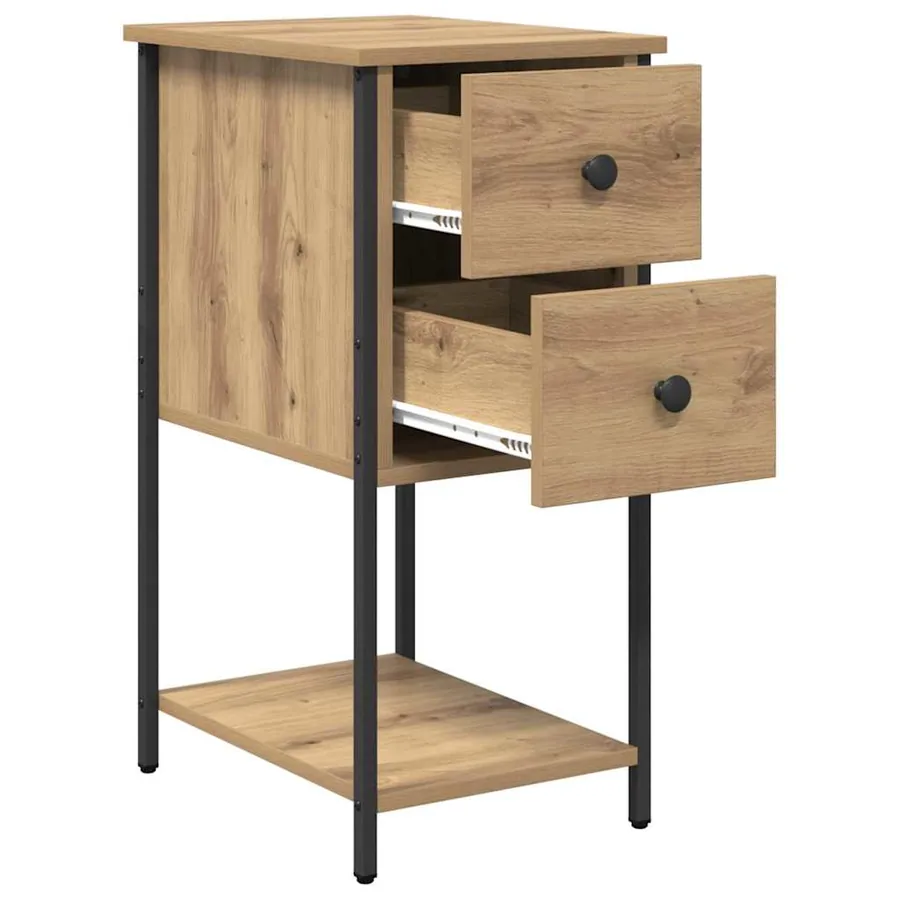 Cabinet de chevet 2 pc chêne artisanal 32 x 42 x 70 cm - 6