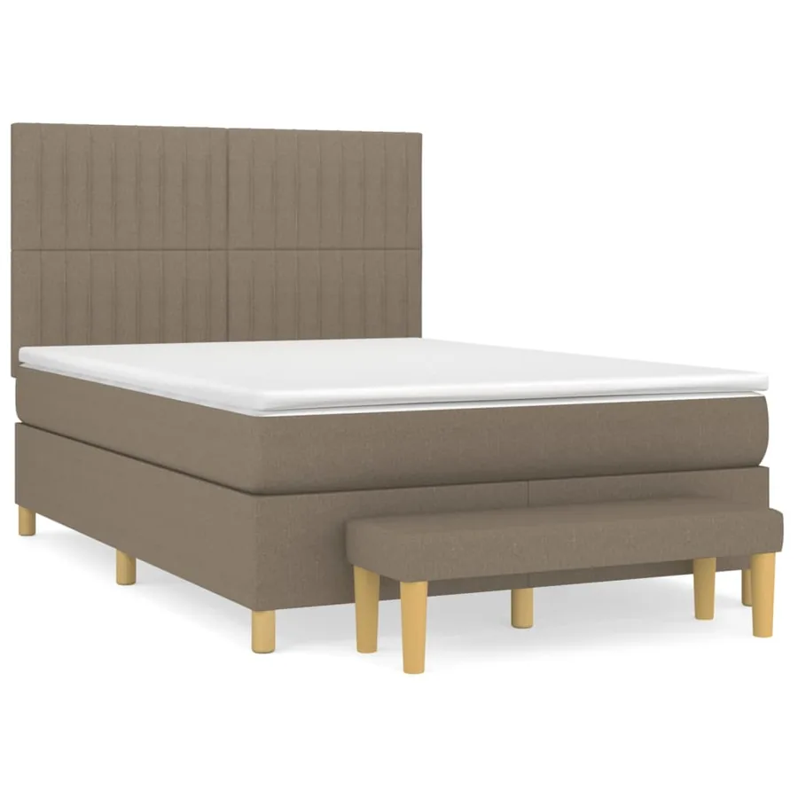 Sommier à lattes de lit avec matelas Taupe 140x200 cm Tissu - 2