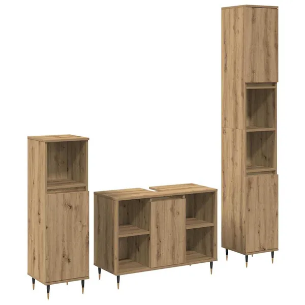 Ensemble de mobilier de salle de bain 3 pc Chêne artisanal