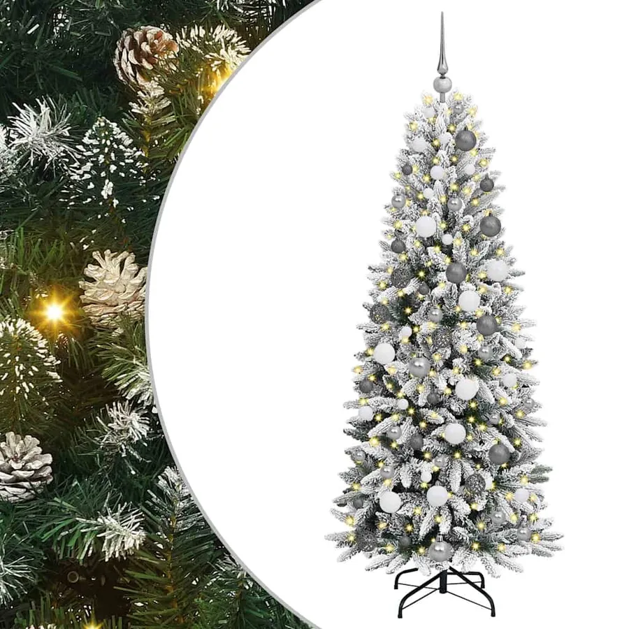 Sapin de Noël artificiel avec 300 LED avec support Blanc 180 cm - 2