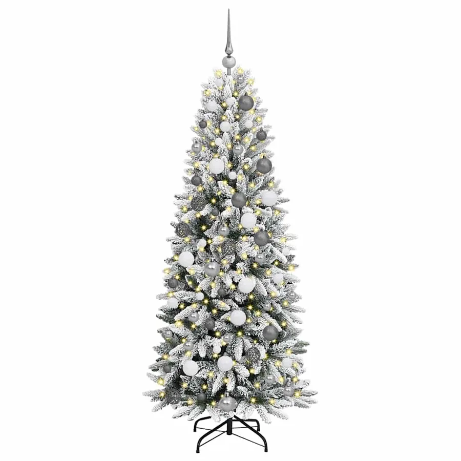 Sapin de Noël artificiel avec 300 LED avec support Blanc 180 cm - 3