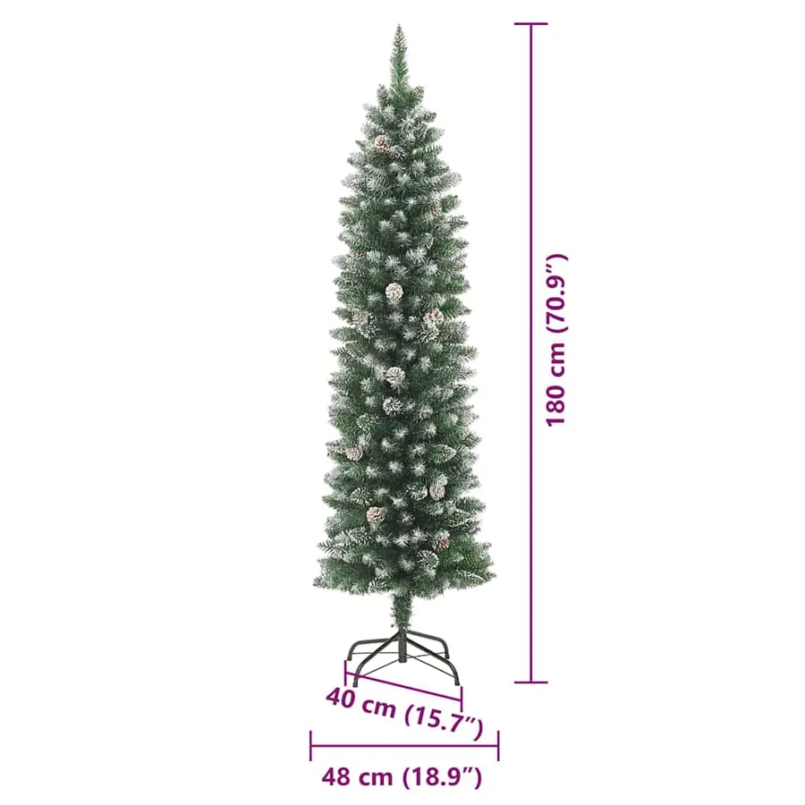 Arbre de Noël artificiel slim avec 300 LED Vert et blanc 180 cm - 19