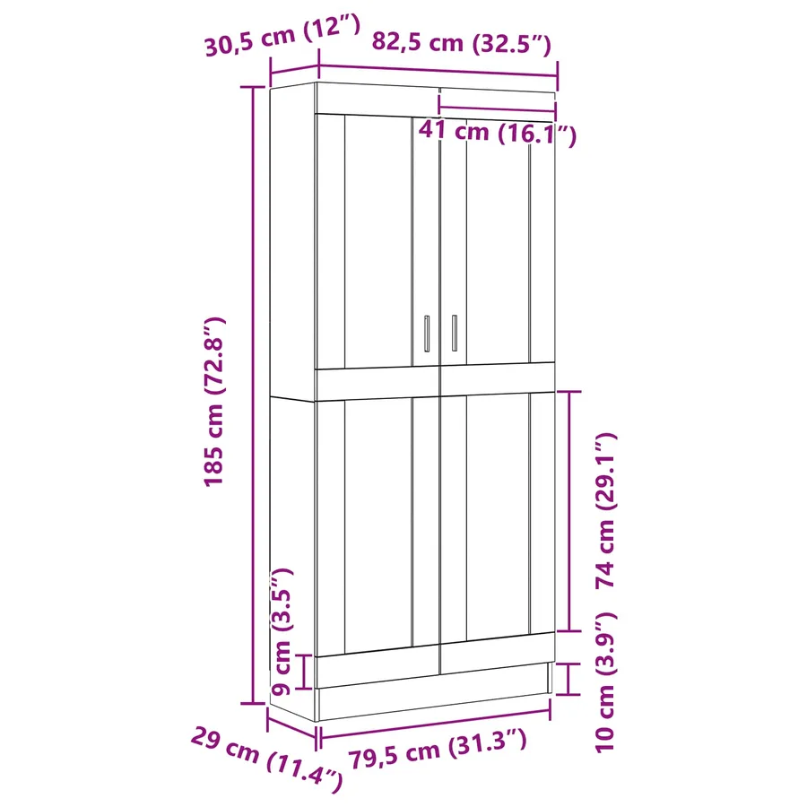 Bibliothèque Chêne noir 82,5 x 30,5 x 185 cm Bois d'ingénierie - 12