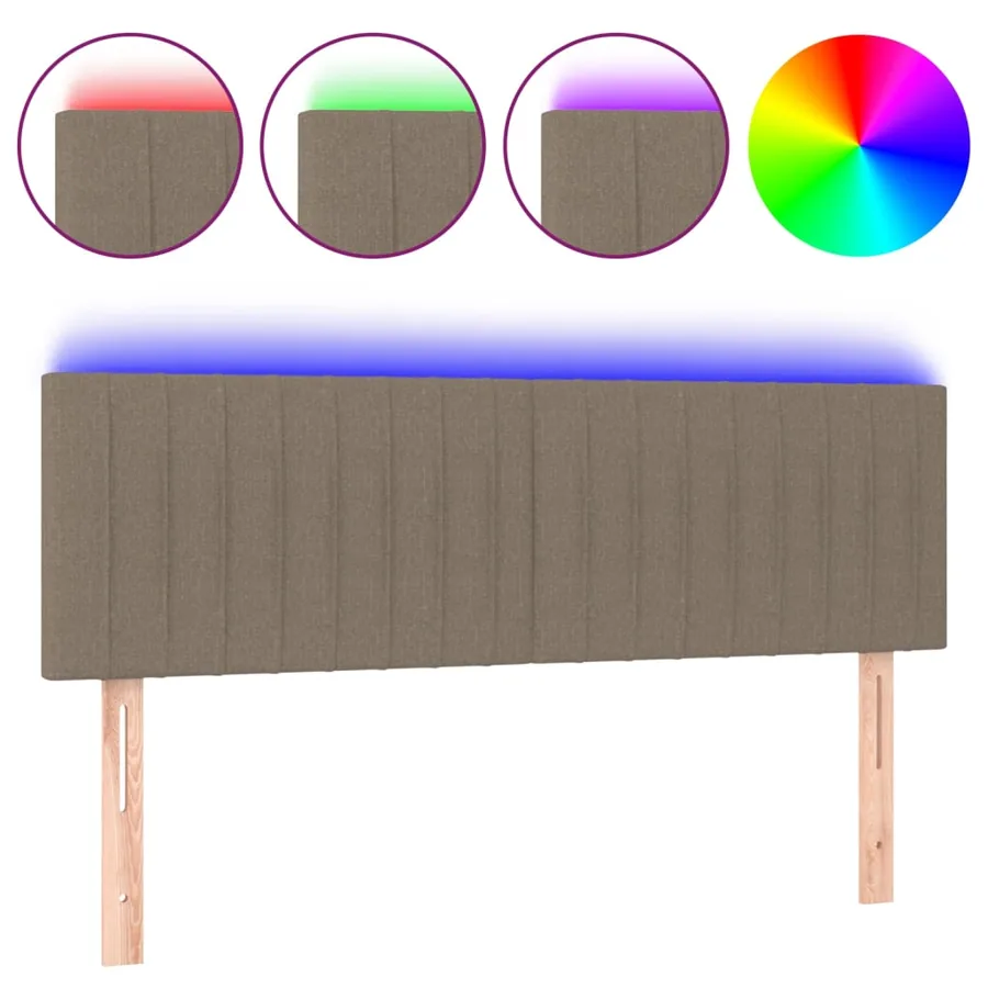 Tête de lit à LED Taupe 144x5x78/88 cm Tissu - 2