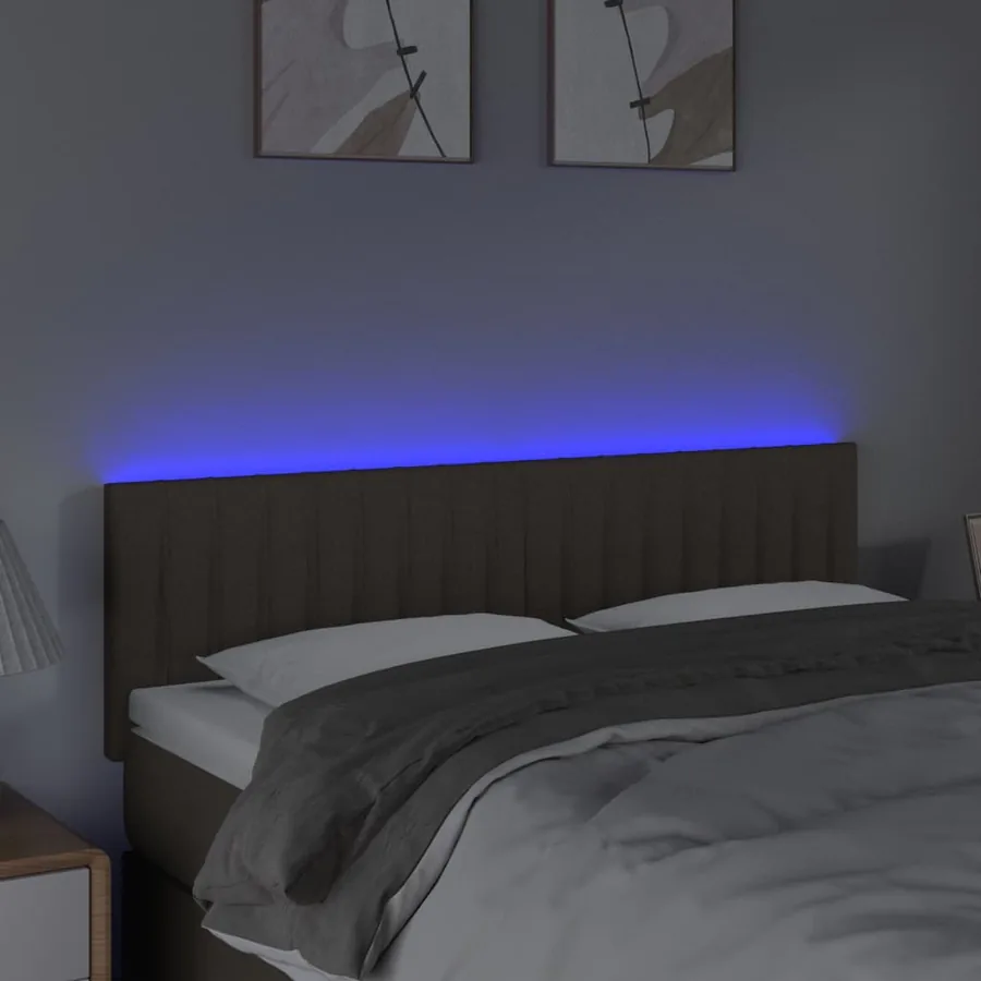 Tête de lit à LED Taupe 144x5x78/88 cm Tissu - 3