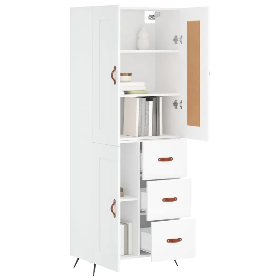 Buffet haut Blanc 69,5x34x180 cm Bois d'ingénierie - 12