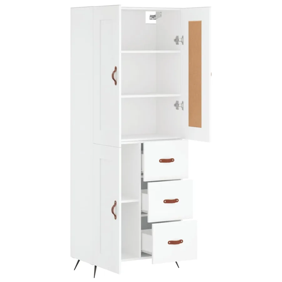 Buffet haut Blanc 69,5x34x180 cm Bois d'ingénierie - 3