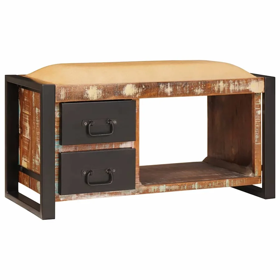 Banc de rangement Multicolore Bois massif de récupération