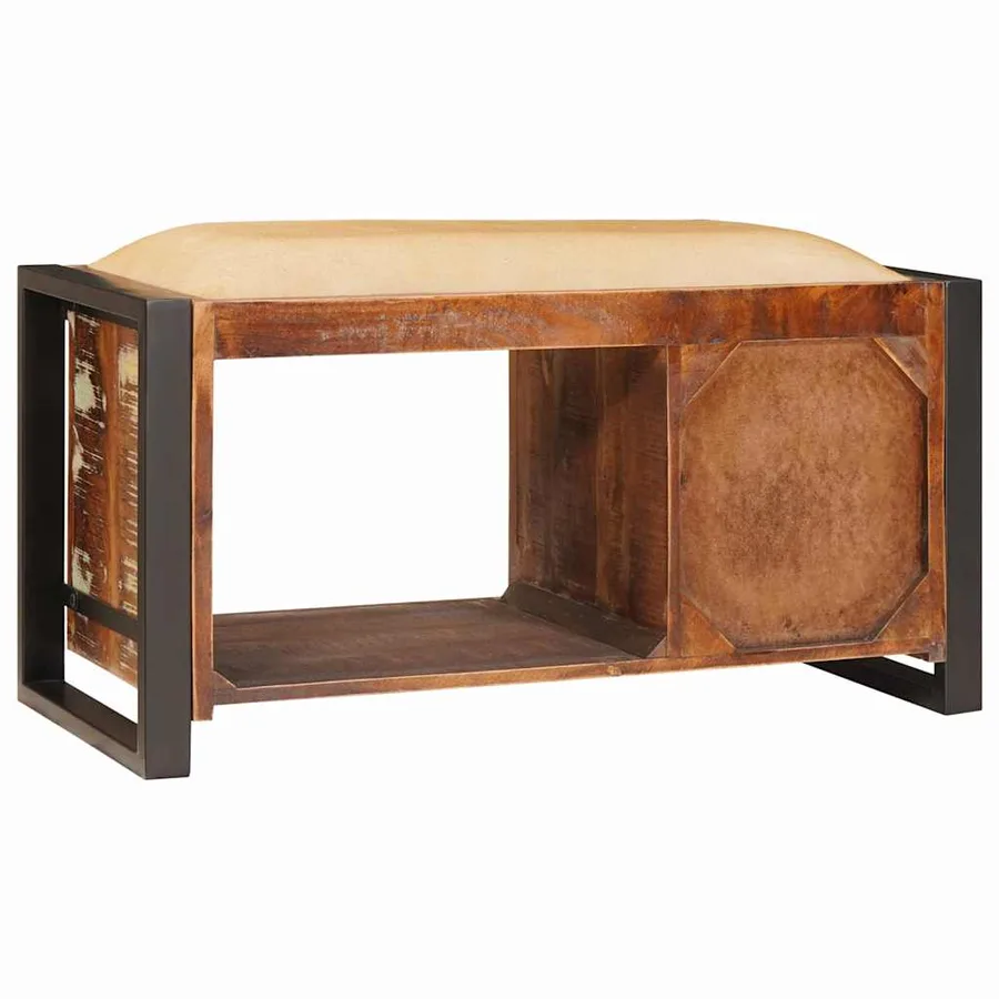 Banc de rangement Multicolore Bois massif de récupération - 7