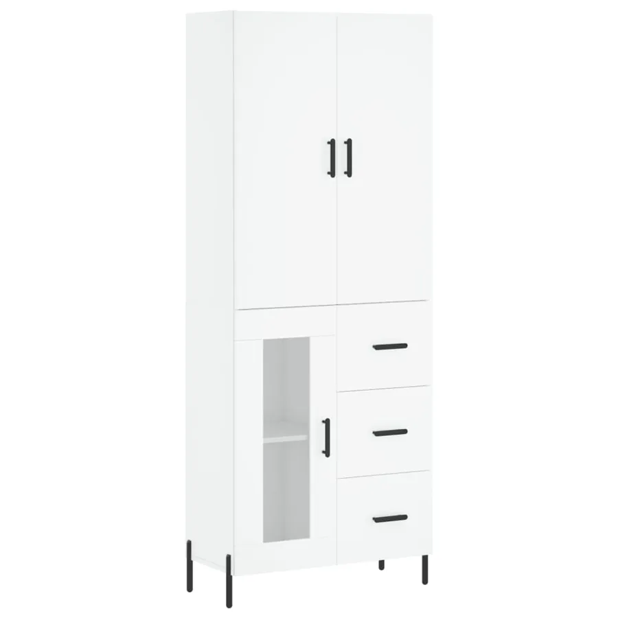 Buffet haut Blanc 69,5x34x180 cm Bois d'ingénierie - 2