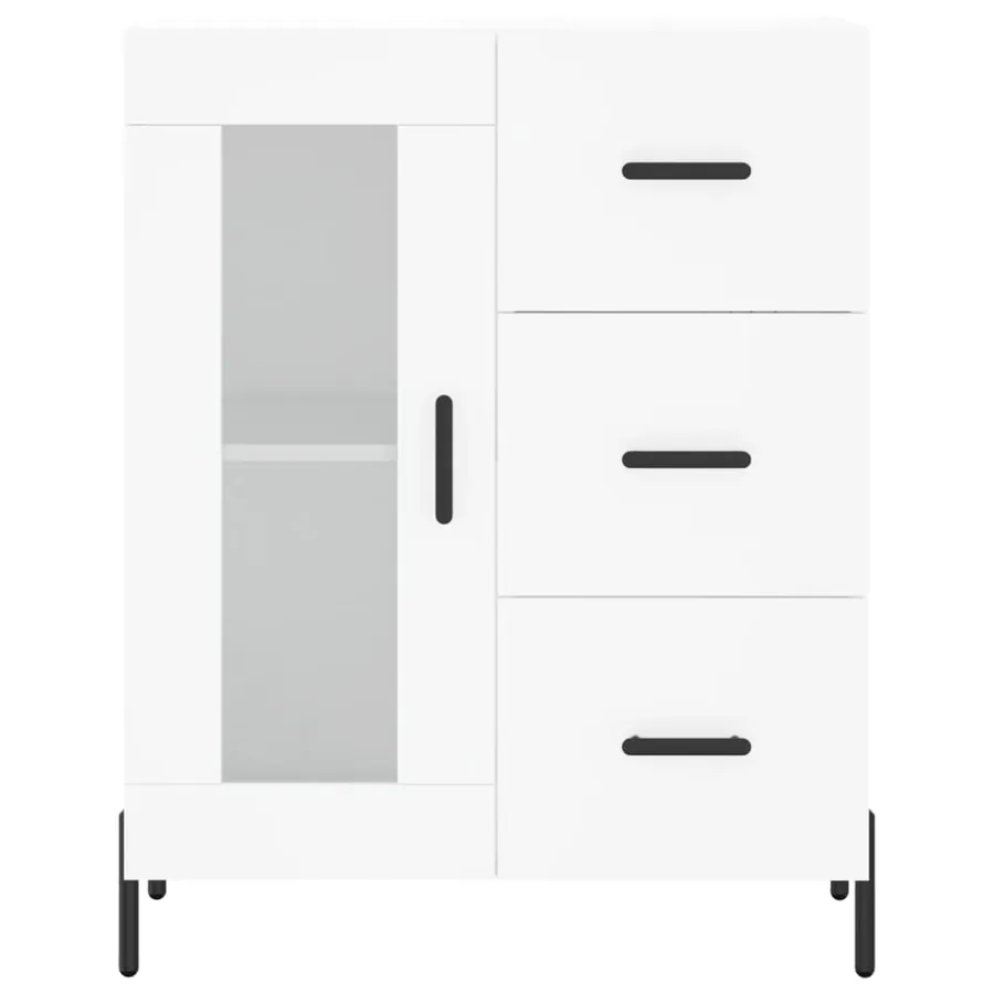 Buffet haut Blanc 69,5x34x180 cm Bois d'ingénierie - 8