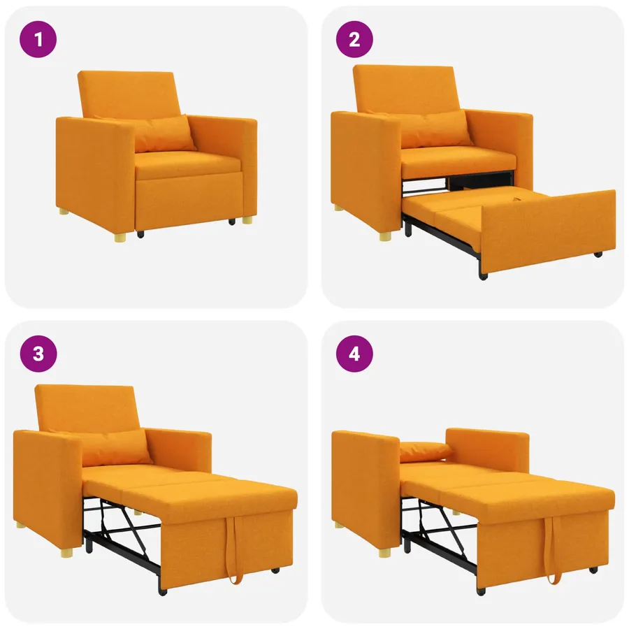 Canapé-lit escamotable simple Jaune foncé 90 x 165 x 87 cm - 9