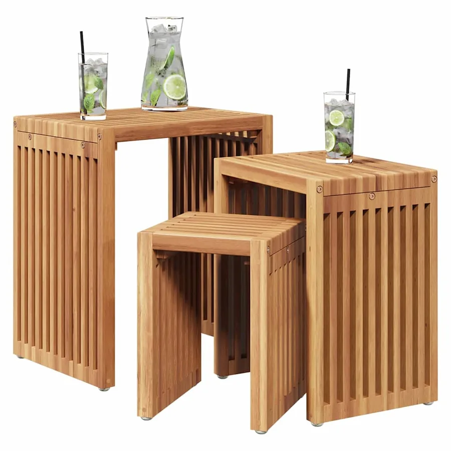 Table d'appoint de jardin 3 pcs Marron 33 x 44,5 x 51 cm - 3