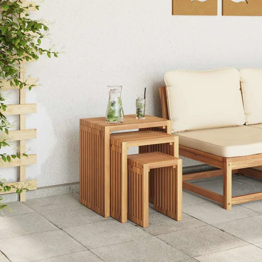 Table d'appoint de jardin 3 pcs Marron 33 x 44,5 x 51 cm - 4