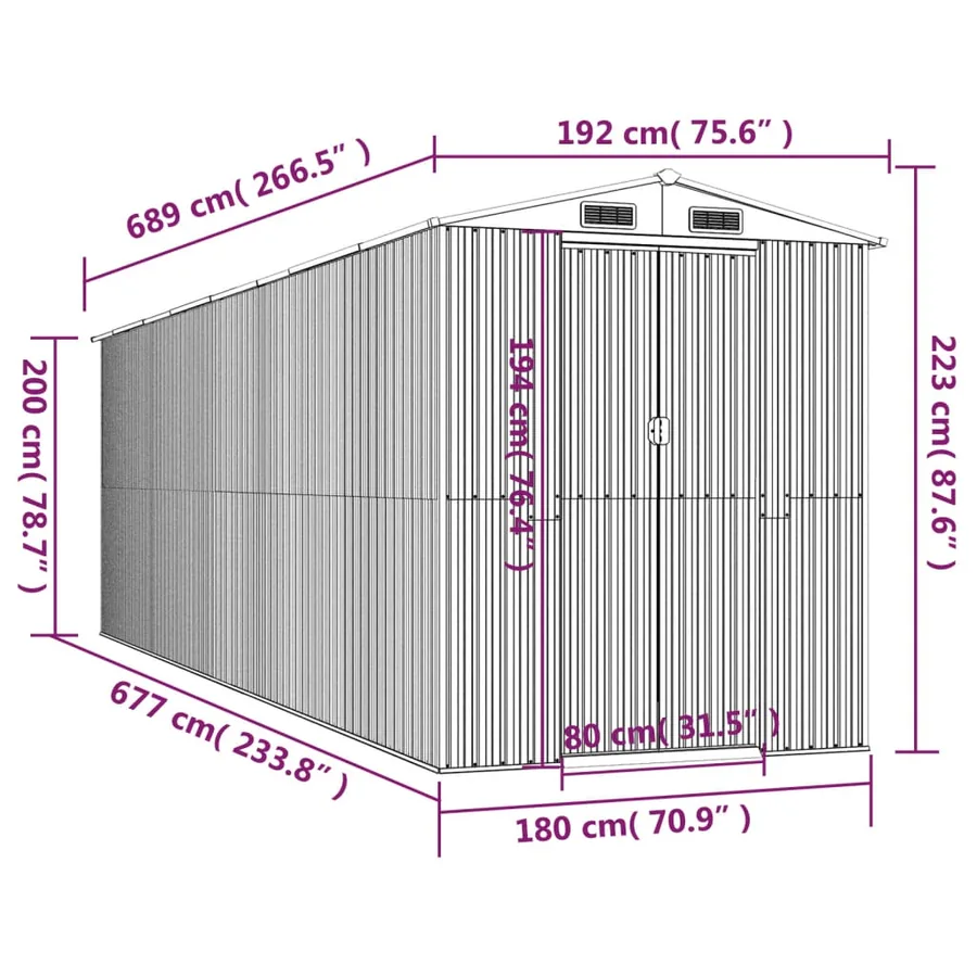 Abri de jardin Vert 192x689x223 cm Métal galvanisé - 8