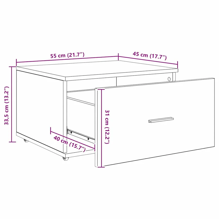 Armoire à tiroirs avec roue Chêne Sonoma 55 x 45 x 31 cm - 11