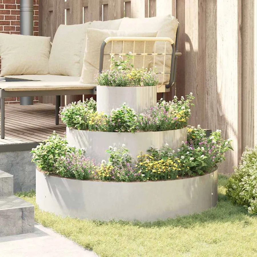 Cache-pot de jardin Argent 90 x 90 x 20 cm Acier inoxydable - 4
