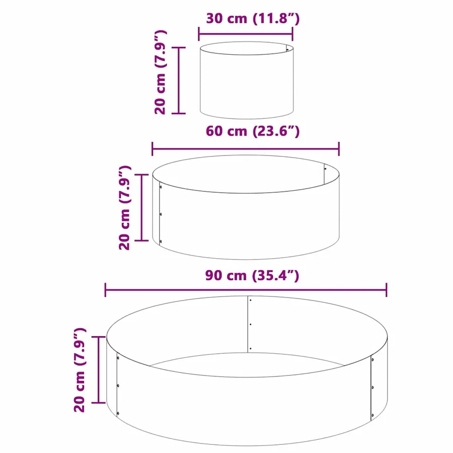 Cache-pot de jardin Anthracite 90 x 90 x 20 cm - 11