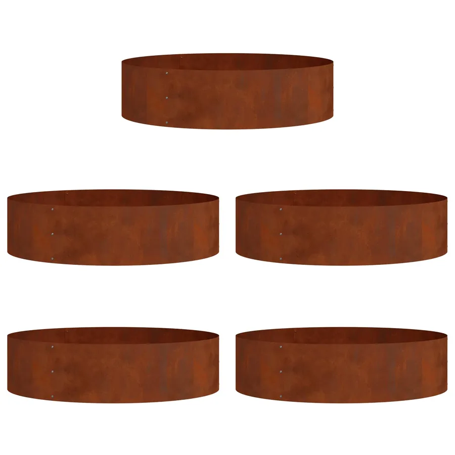 Anneau de jardinière 5 pc Rouillé 80 x 80 x 20 cm Acier patiné - 2
